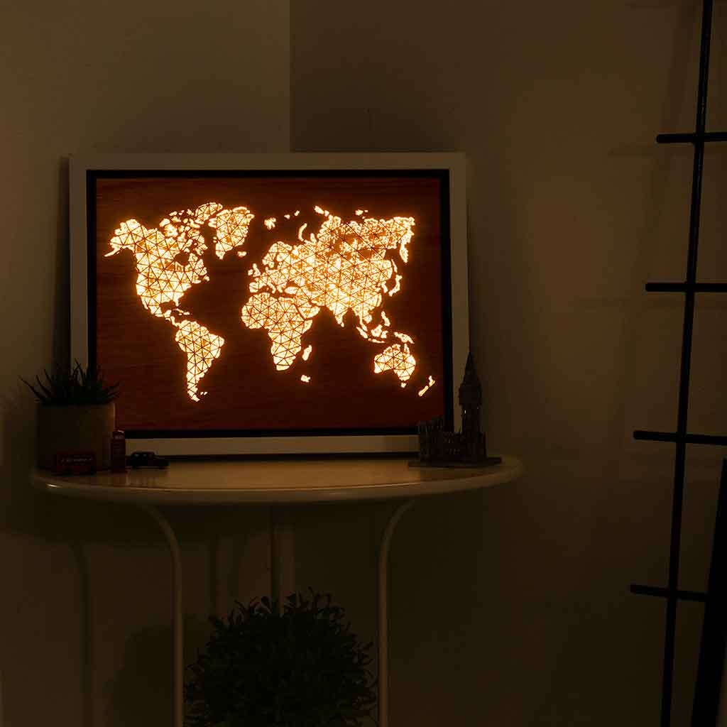 WORLD LIGHT (Geometric) - World Map Lighting Decoration Art - ZERO DEGREE