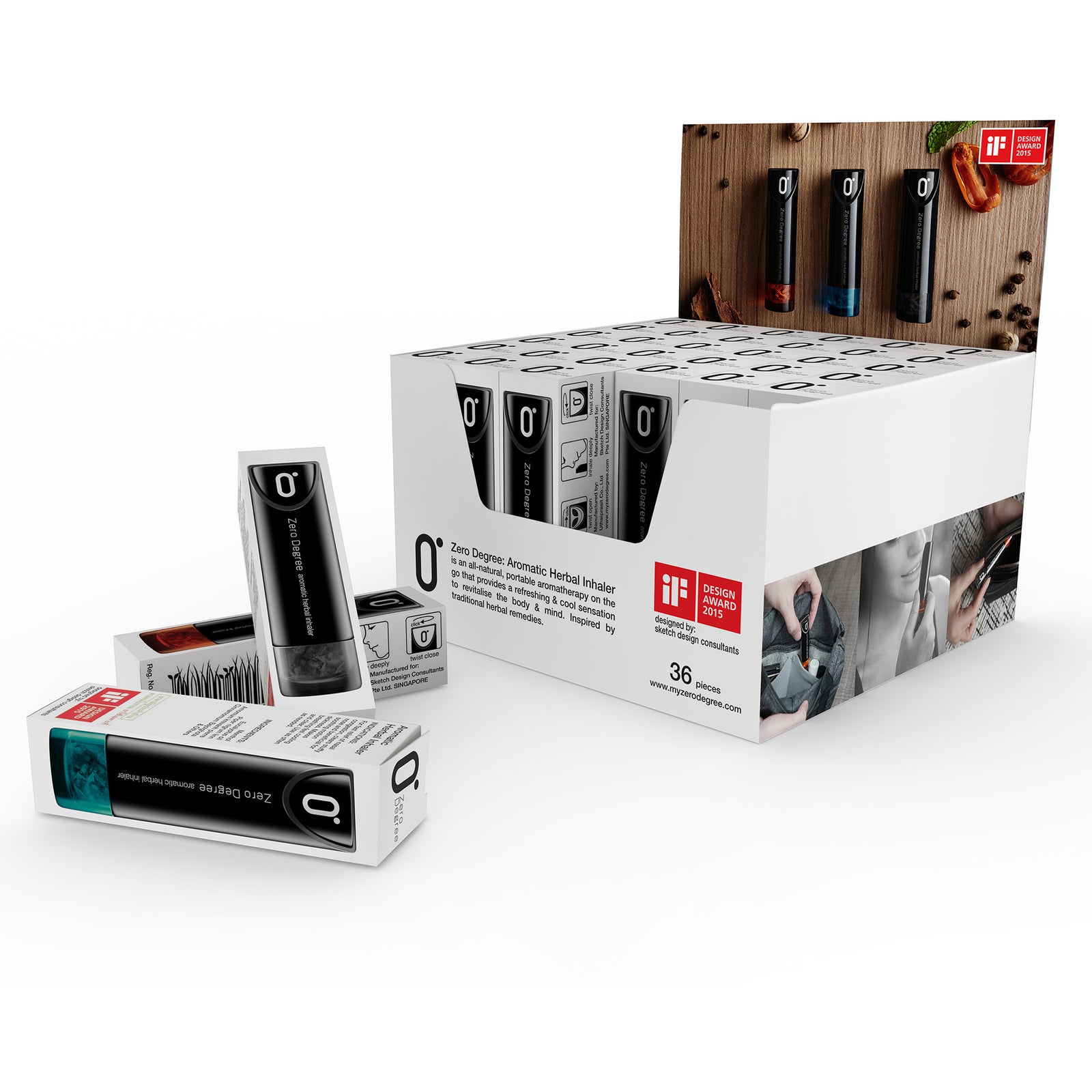 ZERO DEGREE: Aromatic Herbal Inhaler - Set Counter Box - ZERO DEGREE